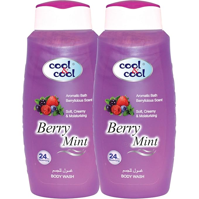 Cool & Cool Body Wash Berry Mint 500ML (Pack of 2) - Refreshing,Vitamin- E, 24-Hour Moisturizing, Invigorating Scent, Suitable for All Skin Types 1 Liter - Image 1